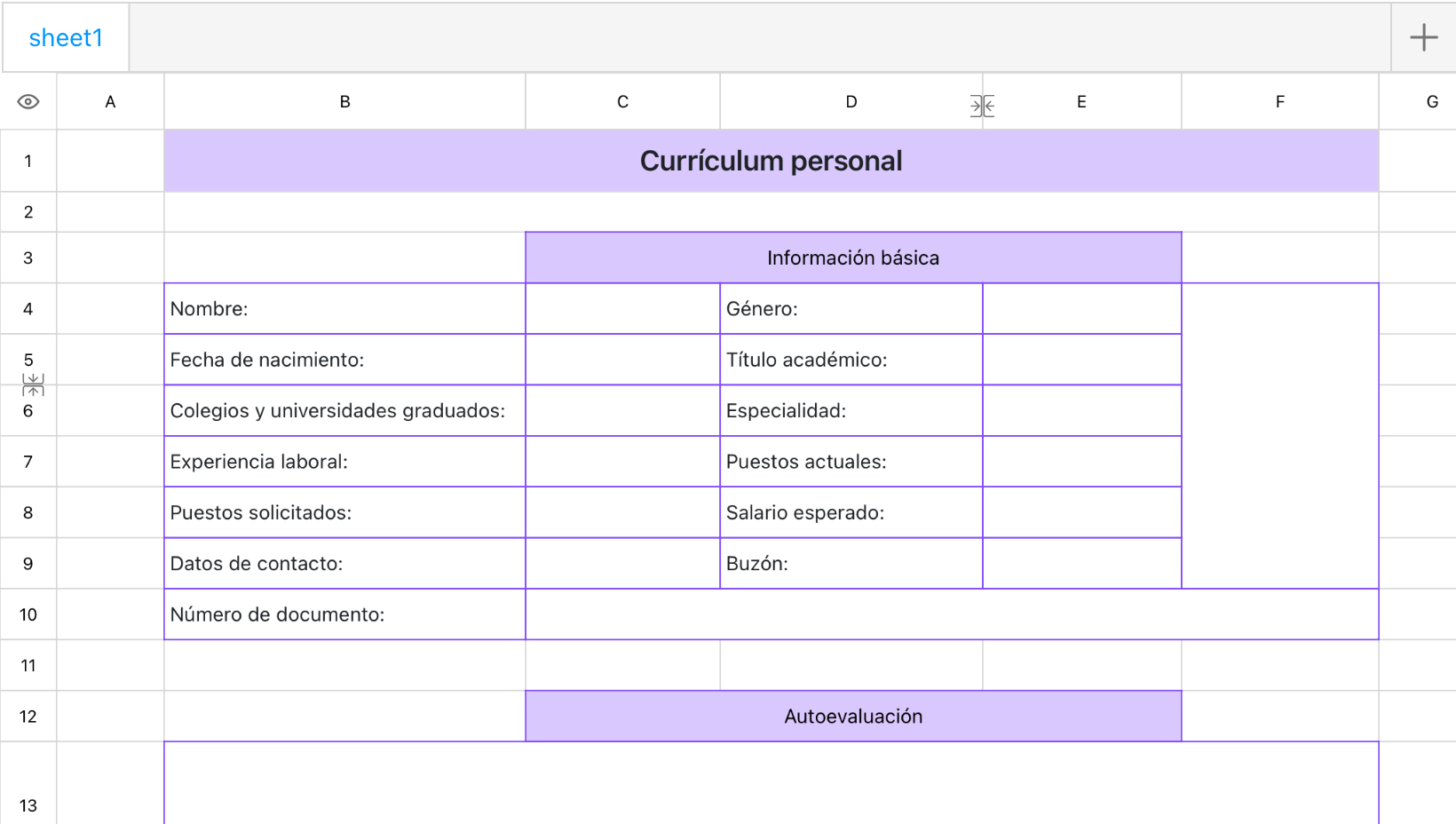 Currículum personal de estilo extremadamente simple
